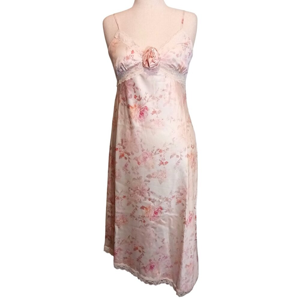 NWT Wayf Donna Lace‎ Trim Asymmetrical Midi Slip Dress Vintage Floral Size M